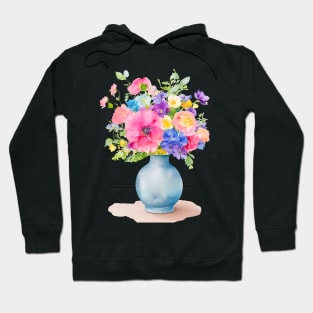 Vase of watercolor flowers Hoodie